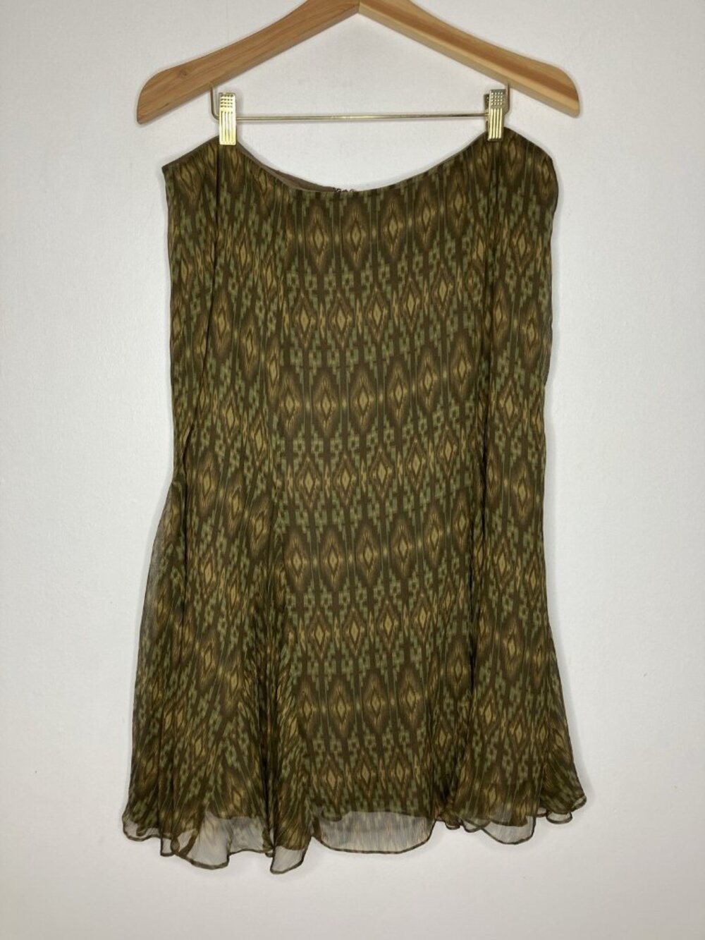 Lauren Ralph Lauren Women's Green Brown Ikat Print Skirt Size 16W